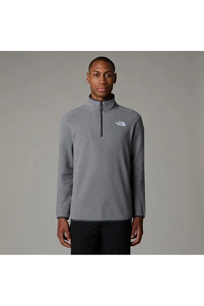 THE NORTH FACE 100 Glacier 1/4 Zip Men's Gray Stand Collar Sweatshirt
