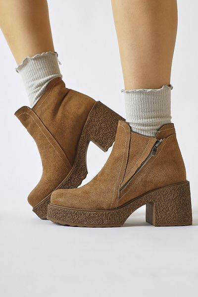 Limoya Γυναικείες μπότες Gabi Mink Suede Cross με φερμουάρ, γυναικείο μποτάκι