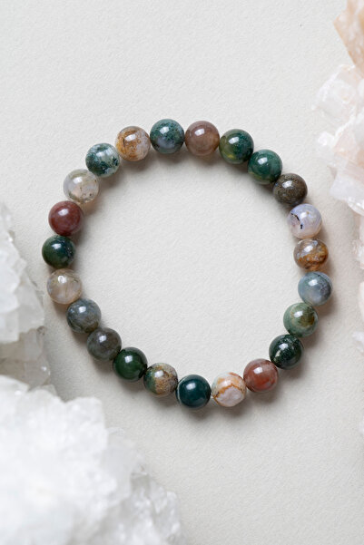 OSMANLI DOĞAL TAŞ Sertifikalı Hint Akik Doğal Taş Bileklik 8 Mm