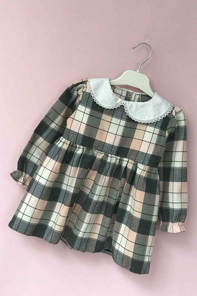 Bertuğ Bebek Plaid Lumberjack Colored Girl's Baby Winter Dress