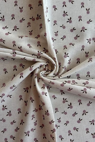 Doray Kumaş Țesătură de in viscoză cu model de flori crocante / DRY - 143
