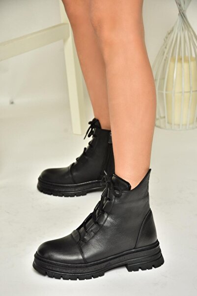 Fox Shoes تي 555102903   حذاء نسائي أسود من الجلد الطبيعي بكعب منخفض