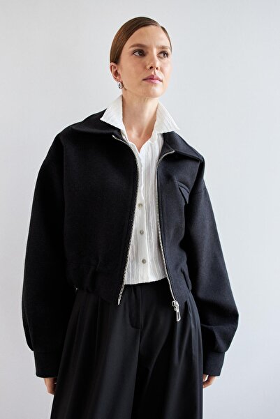 YOUR NAME Jachetă de damă Black Stamp Crop