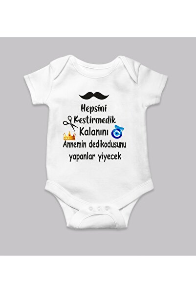 venüsdijital SÜNNET KOSTÜMÜ MAŞALLAH HEPSİNİ KESTİRMEDİM PAMUK Bebek Body Zıbın