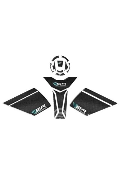 Motiker CF MOTO 450 SR 2023 UYUMLU TANKPAD SET KARBON TURKUAZ DETAY