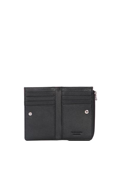 CENGİZ PAKEL Cengiz Pakel Unisex Genuine Leather Zippered Card Holder - 2512Ds - Black/Red