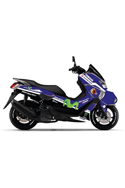 Motiker Yamaha NMAX Lacivert Movistar Parçalı Motosiklet Scooter Kaplama Etik...