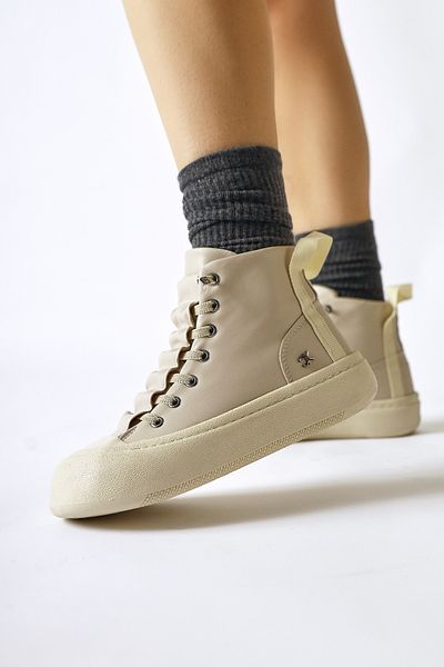 Limoya Celinn Beige Elastic Lace-Up Sports Γυναικείες Μπότες, Γυναικεία Μποτάκια