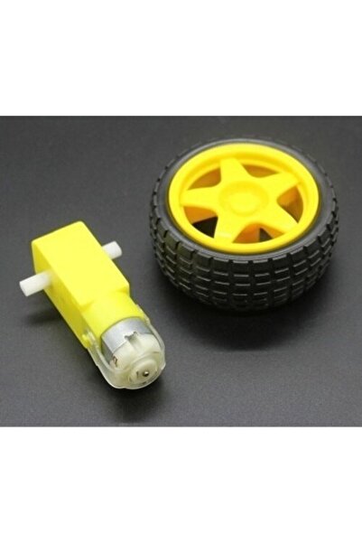 Genel Markalar 8 Adet - Arduino Robot Tekerlek Ve Dc Motor Seti 250Rpm Dc Motor