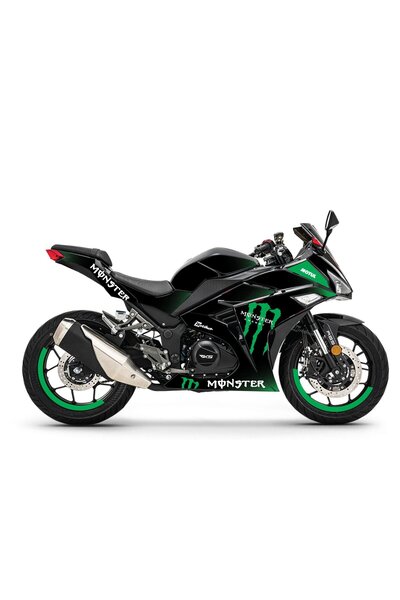 Motiker RKS R250 Monster Yeşil Parçalı Kaplama Sticker Etiket Modeli