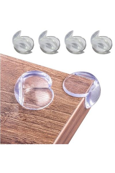 ALLTURCO Baby Kids Soft & Flexible Circular Clear Adhesive Safety Corner Protector (4 Pcs) (4825)