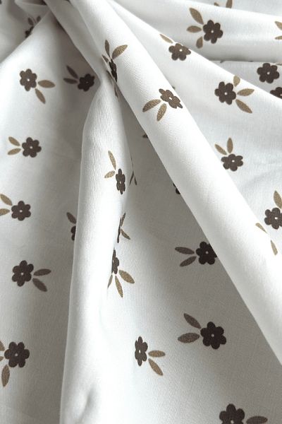 Doray Kumaş Țesătură poplin de bumbac cu model de flori crocante / DRY - 103