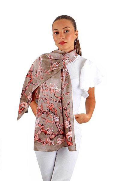Bursa İpek Mink Almond Flower Silky Scarf