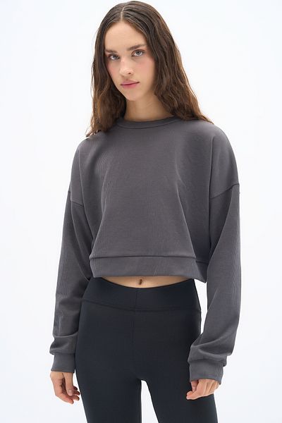 Wear Three Points Flow - Anthracite Corded Modal Fabric Crew Neck Comfort Sweatshirt