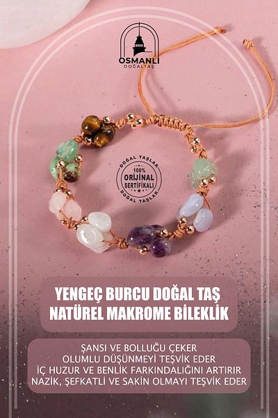 OSMANLI DOĞAL TAŞ سوار مكرامية طبيعي من الحجر الطبيعي على شكل برج السرطان