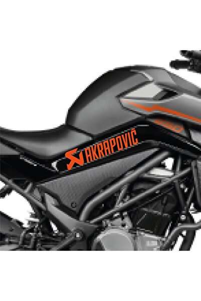 Motiker CFMOTO 250 NK Akrapovic Orta Şase Tasarım Motosiklet Sticker Etiket Modeli Turuncu