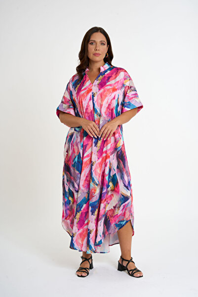 HANIQA Rochie lejeră fluidă colorată de mărime mare