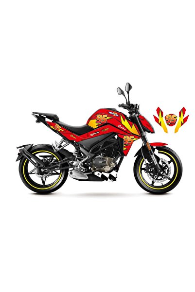 Motiker CFMOTO 250NK McQueen Kırmızı Sticker Parçalı Motosiklet Kaplama Etike...
