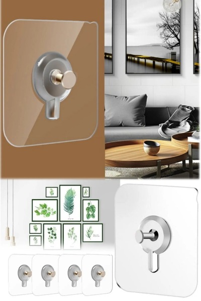 tafce Pratik Askı Kancalı Duvar Askısı Kendinden Yapışkanlı Vidalı Askı 4 Adet