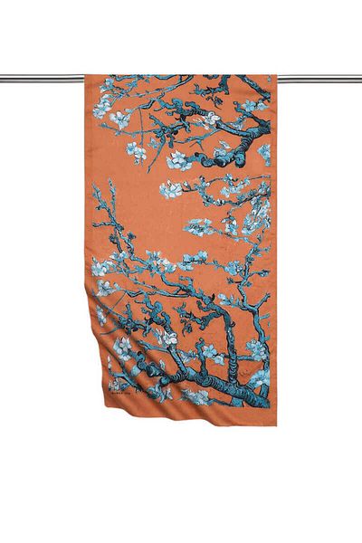 Bursa İpek Copper Almond Flower Silky Scarf