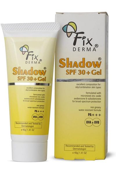 FixDerma Shadow Sunscreen SPF 30 Gel PA+++|Body & Face|Broad Spectrum UV-A & B Protection 40gm