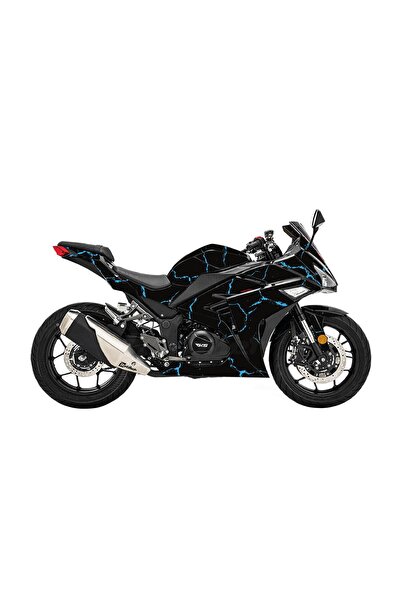 Motiker RKS R250 Şimşek Desen Kaplama Motosiklet Sticker Etiket Modeli - Mavi