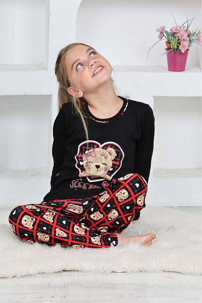 Minigimin Cicileri Set de pijamale My Heart Mini - Ursuleț, negru