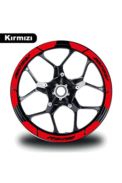 Motiker Kırmızı Bajaj Pulsar RS200 Geniş Jant Sticker Etiket Modeli