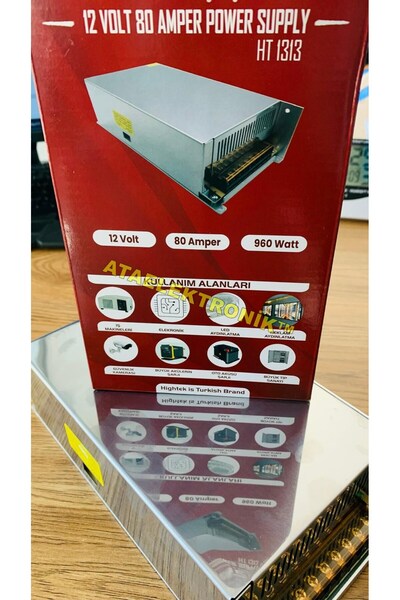 ATAELEKTRONİK محول 12 فولت 80 أمبير 960 وات مع مروحة معدنية 12 فولت 80 أمبير