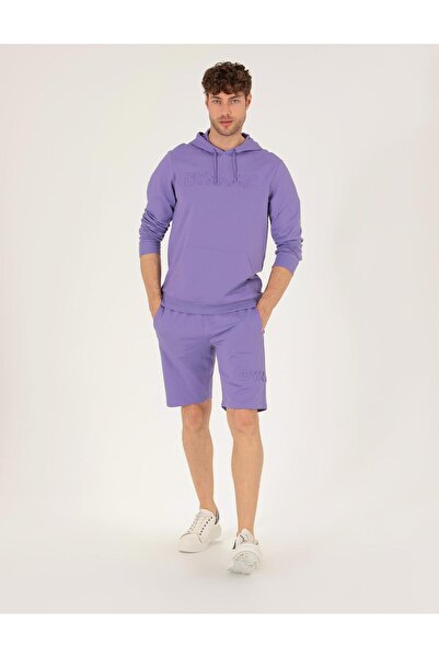 Pierre Cardin Erkek Lila Kapşonlu Sweatshirt