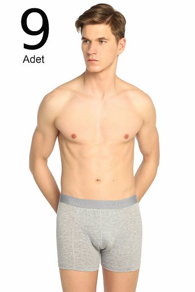 Tutku Ανδρικά γκρι 9 πακέτο Lycra Boxers Elf568t0114ccm9