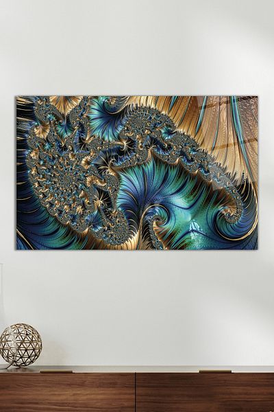 Vosevu Fractal Art Πολύχρωμο αφηρημένο γυαλί ζωγραφικής, μοντέρνα διακόσμηση γραφείου σπιτιού Δώρο διακόσμηση τοίχου άθραυστο γυαλί