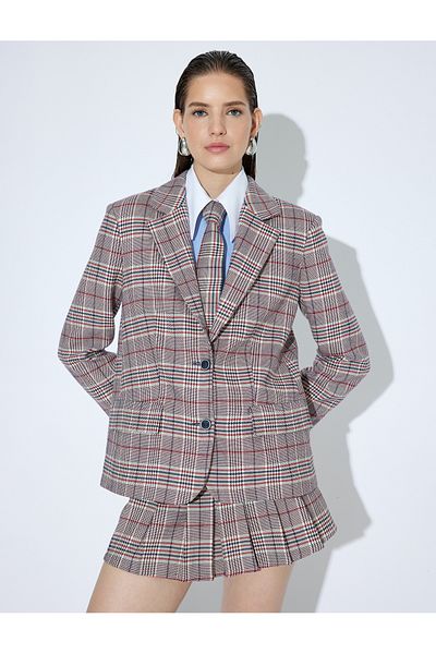 Koton A-Line Standard Waist Plaid Mini Pleated Skirt