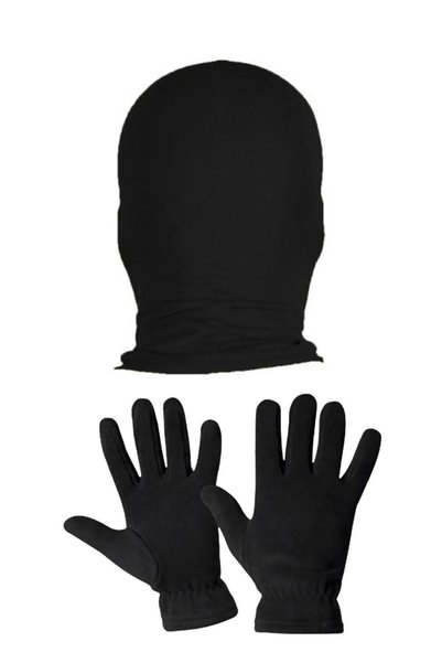 Belifanti Collection Thermal Black Unisex Snow Mask Fleece Gloves Set
