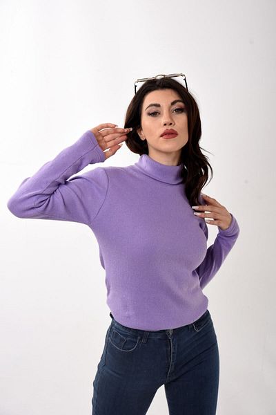 Belifanti Collection Pulover de damă cu gât țesut Slim Fit Liliac