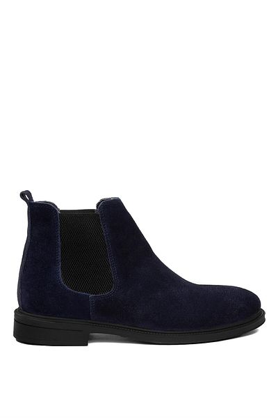 Ayakkabı Fuarı Elit Sl01N Men's Genuine Leather Chelsea Boots Navy