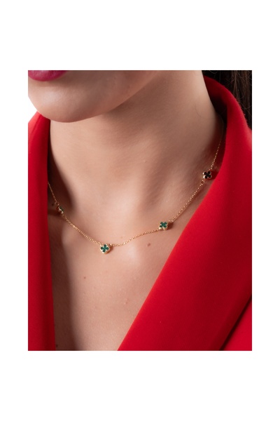YCL JEWELLERY Yeşil Sedef Taşlı Altın Kolye