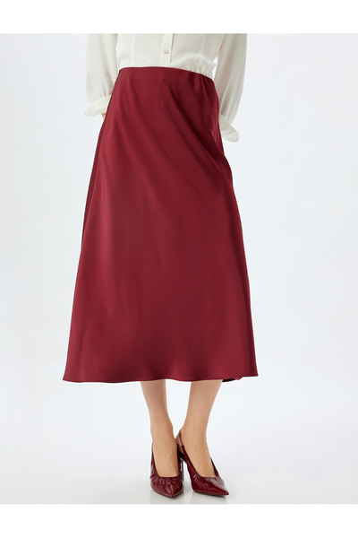 Koton Standard Waist Long Satin Flared Skirt