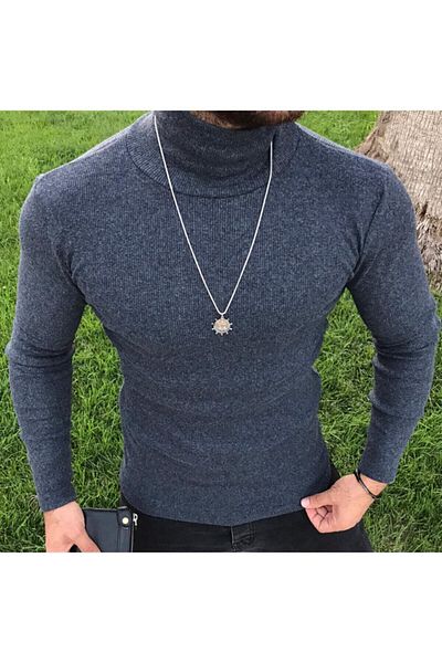 next giyim Men's Gray Turtleneck Turtleneck Sweater