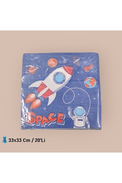 TURKUAZ PARTY Paper Napkin 33x33 cm - 20 Pieces - Space Theme - 33x33 cm