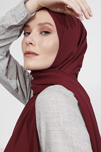 Belifanti Collection شال حرير المدينة المنورة باللون العنابي