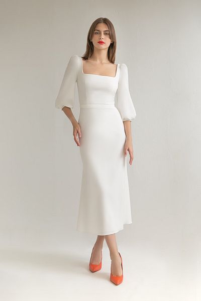 bontesel White Flared Wedding Dress Engagement Dress Promise Dress