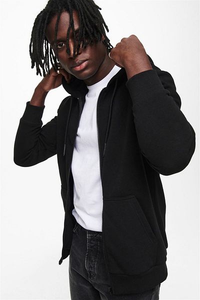 Only & Sons Суитшърт с качулка Onsceres Zip Thr. Hoodie, тъмносин