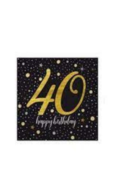 TURKUAZ PARTY 40 Year Old Glittering Birthday - Paper Napkin 33x33 Cm, Pack of 20