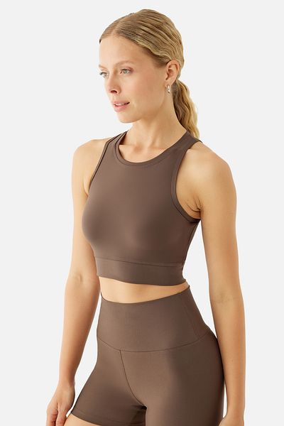 Superstacy Olivia Bitter Brown Color Sports Bra