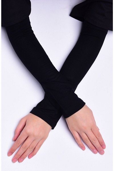 BENLİ Black Combed Cotton Prayer Sleeves - 1 Pair Set