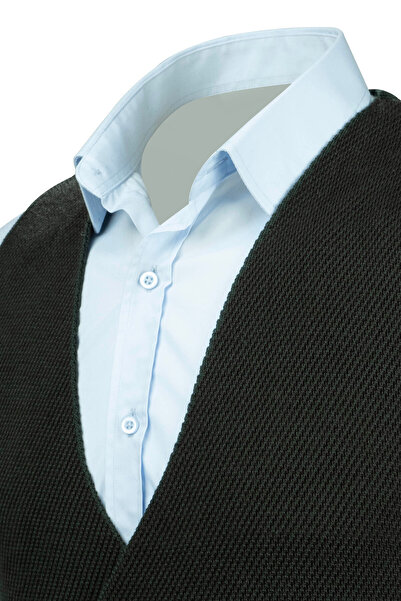 Çizgi Triko Ανδρικό ριγέ πλεκτό αθλητικό γιλέκο - με κουμπιά, αμάνικο, κανονική εφαρμογή - 5013LS