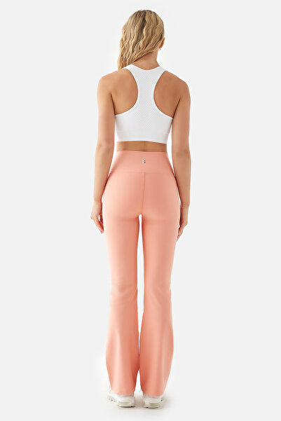 Superstacy Carmen Flared Leg High Waist Pocket Peach Yoga Pants