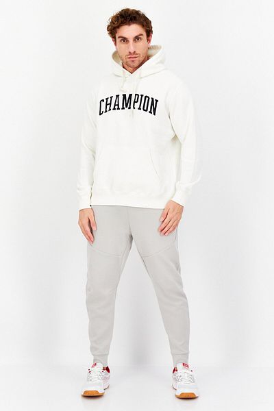 Champion Men Sportswear Fit Long Sleeve Outdoor Hooded Sweatshirt, Ivory