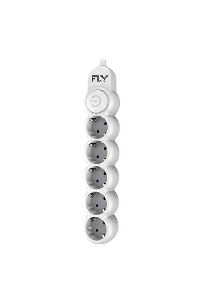 Fly -3394-01 2m 5Pcs A.Protected 10A 2500W White Socket